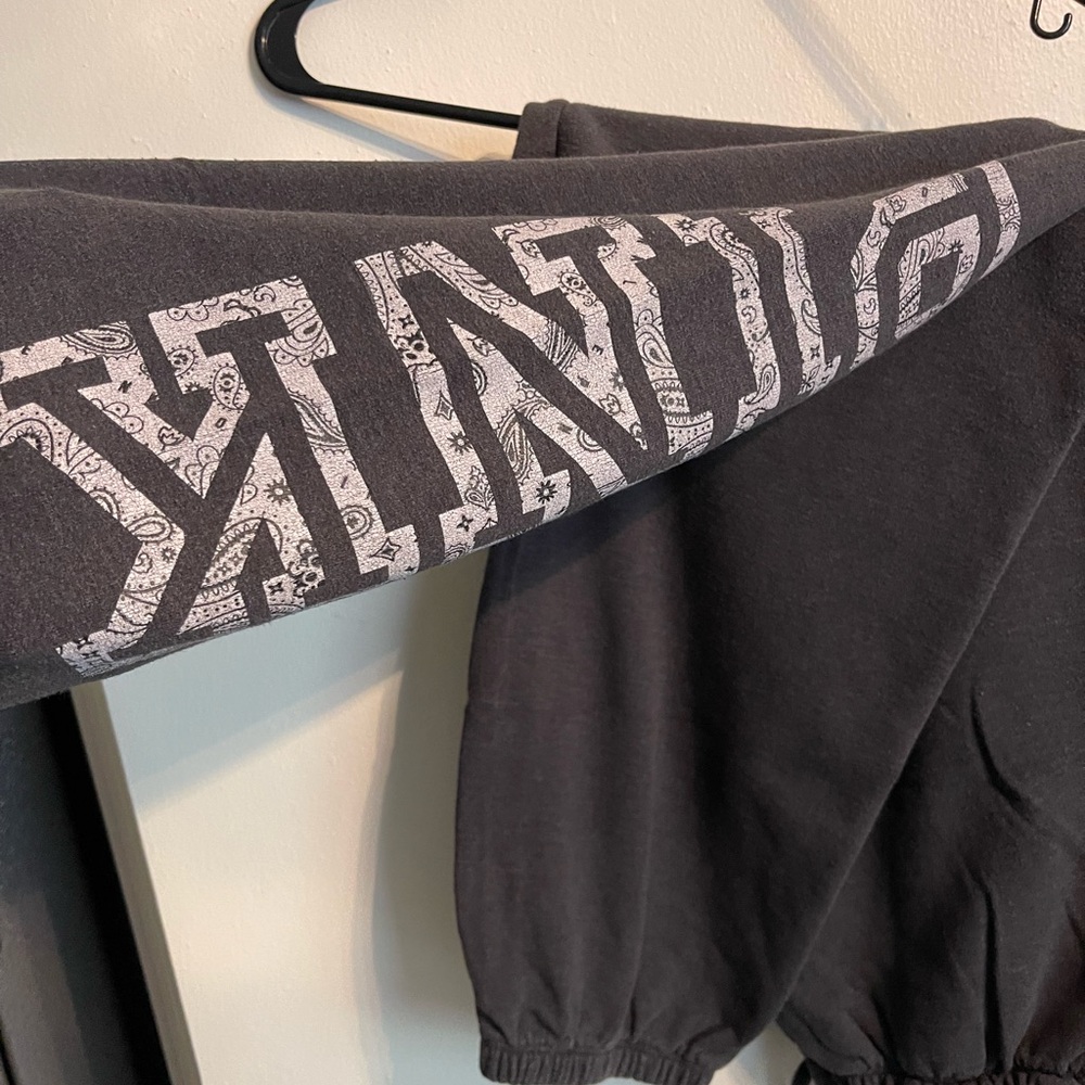 PINK Victoria's Secret charcoal grey joggers with White Logo - Picture 2 of 3